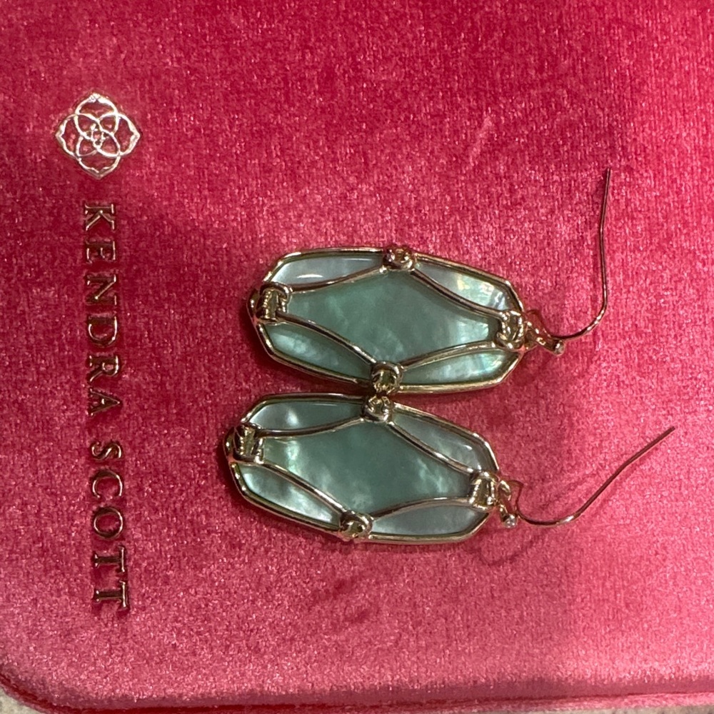 Kendra Scott Teal and Gold Drop Earrings